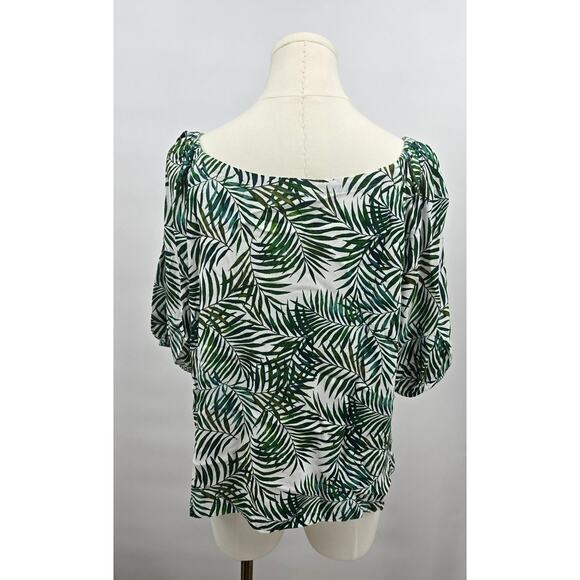 LOFT Green Palm Leaf Blouse - Picture 3 of 6